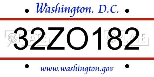 32ZO182 District Of Columbia License Plate