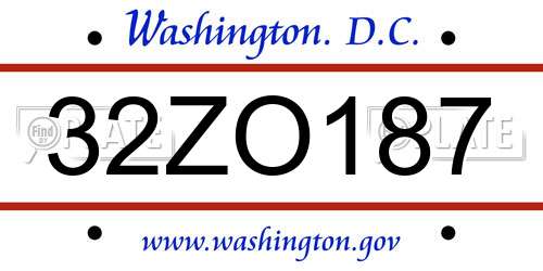 32ZO187 District Of Columbia License Plate