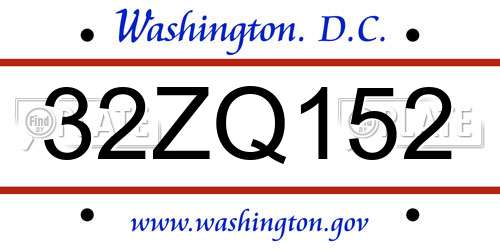 32ZQ152 District Of Columbia License Plate