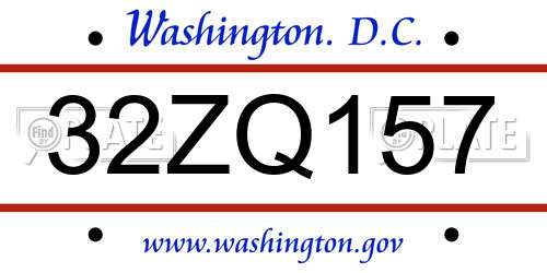 32ZQ157 District Of Columbia License Plate