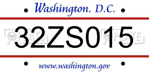 32ZS015 District Of Columbia License Plate