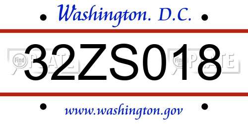 32ZS018 District Of Columbia License Plate