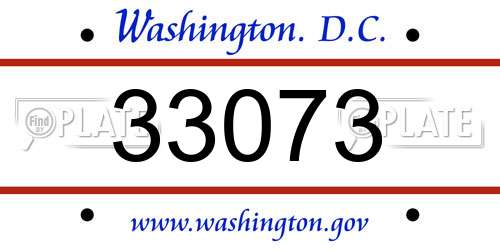 33073 District Of Columbia License Plate