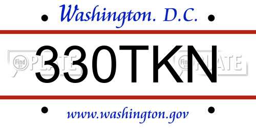 330TKN District Of Columbia License Plate