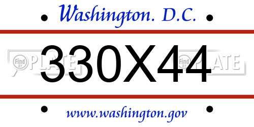 330X44 District Of Columbia License Plate