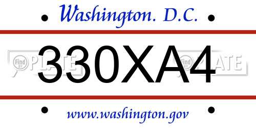 330XA4 District Of Columbia License Plate