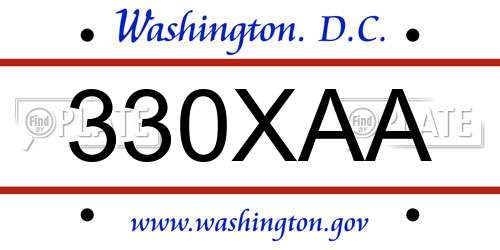 330XAA District Of Columbia License Plate