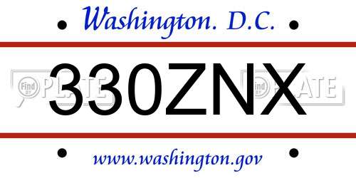 330ZNX District Of Columbia License Plate