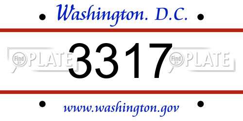 3317 District Of Columbia License Plate