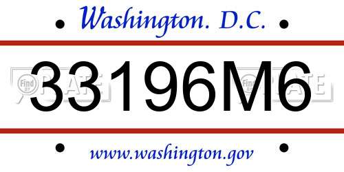 33196M6 District Of Columbia License Plate
