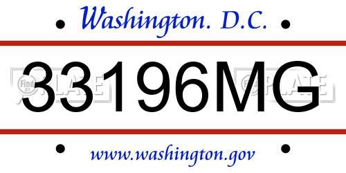 33196MG District Of Columbia License Plate