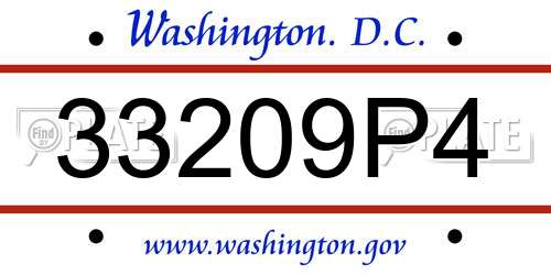 33209P4 District Of Columbia License Plate