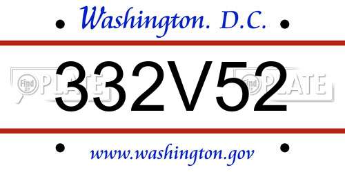 332V52 District Of Columbia License Plate