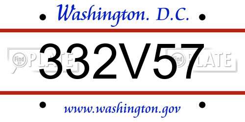 332V57 District Of Columbia License Plate