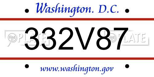 332V87 District Of Columbia License Plate