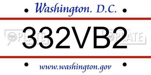 332VB2 District Of Columbia License Plate