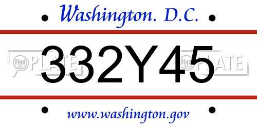 332Y45 District Of Columbia License Plate