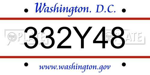 332Y48 District Of Columbia License Plate