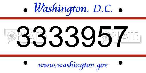 3333957 District Of Columbia License Plate