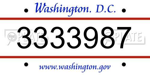 3333987 District Of Columbia License Plate