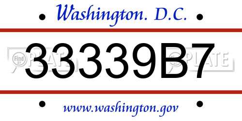 33339B7 District Of Columbia License Plate