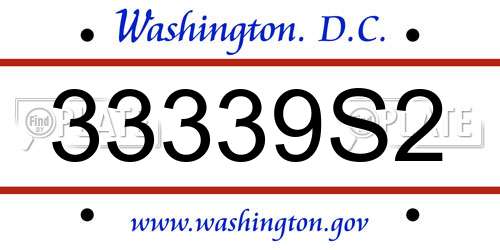 33339S2 District Of Columbia License Plate