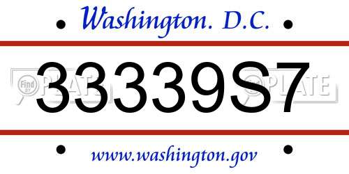 33339S7 District Of Columbia License Plate