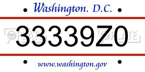 33339Z0 District Of Columbia License Plate