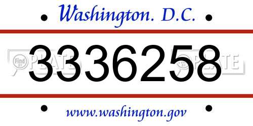 3336258 District Of Columbia License Plate