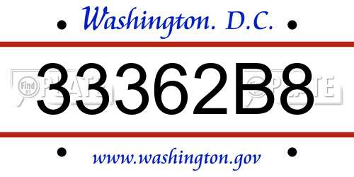 33362B8 District Of Columbia License Plate