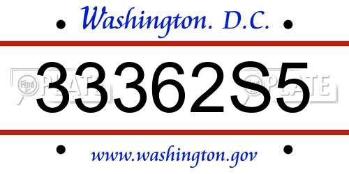 33362S5 District Of Columbia License Plate
