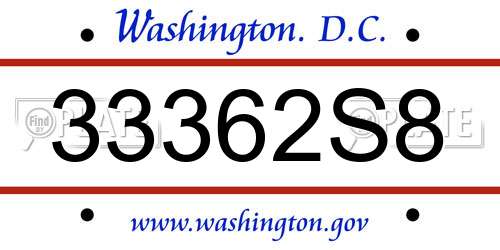 33362S8 District Of Columbia License Plate