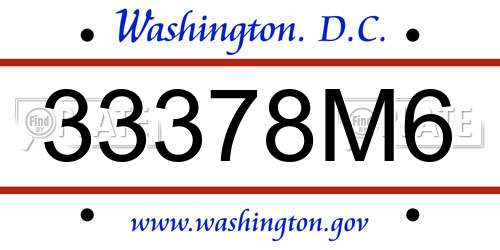 33378M6 District Of Columbia License Plate