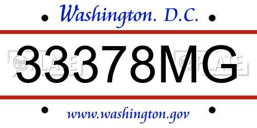 33378MG District Of Columbia License Plate