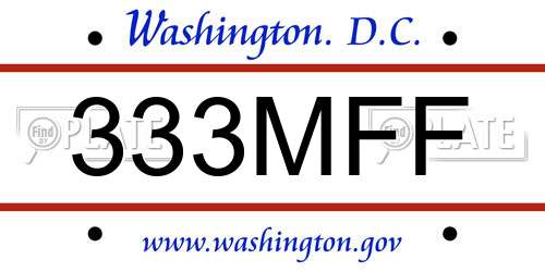 333MFF District Of Columbia License Plate