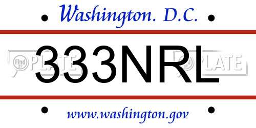 333NRL District Of Columbia License Plate