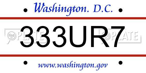 333UR7 District Of Columbia License Plate