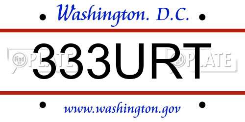 333URT District Of Columbia License Plate