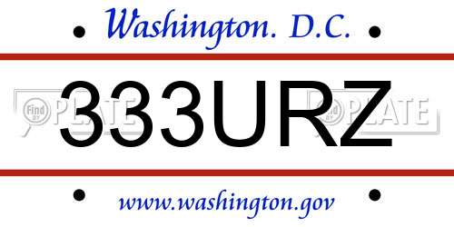 333URZ District Of Columbia License Plate