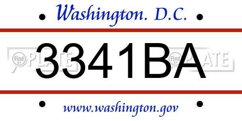 3341BA District Of Columbia License Plate