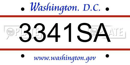 3341SA District Of Columbia License Plate