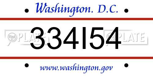 334I54 District Of Columbia License Plate