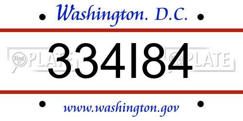334I84 District Of Columbia License Plate