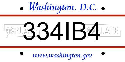 334IB4 District Of Columbia License Plate