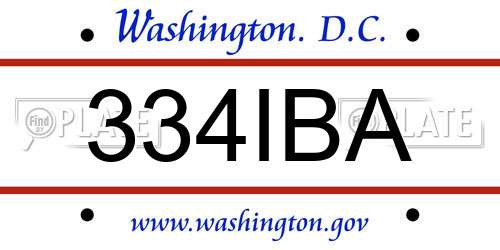 334IBA District Of Columbia License Plate