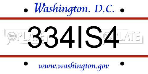 334IS4 District Of Columbia License Plate