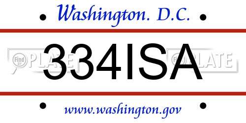 334ISA District Of Columbia License Plate