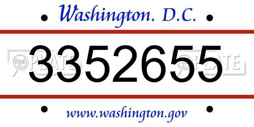 3352655 District Of Columbia License Plate