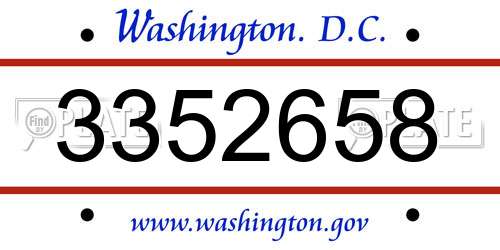 3352658 District Of Columbia License Plate