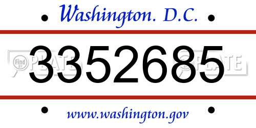 3352685 District Of Columbia License Plate